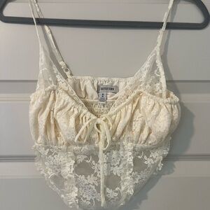 Urban Outfitters Ivory Lace Crop Top